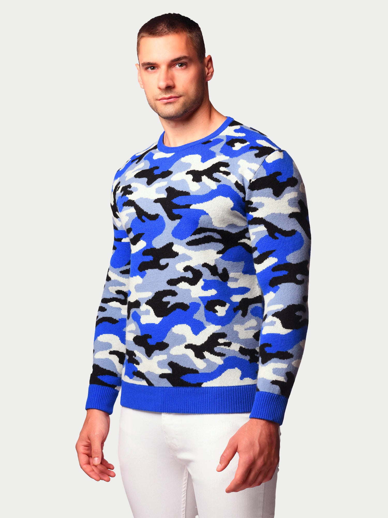 Merino Wool Birdseye Camo Sweater