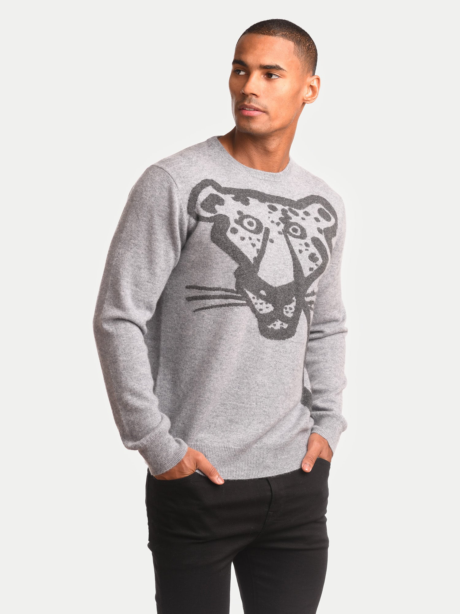 Cashmere Intarsia Leopard Sweater