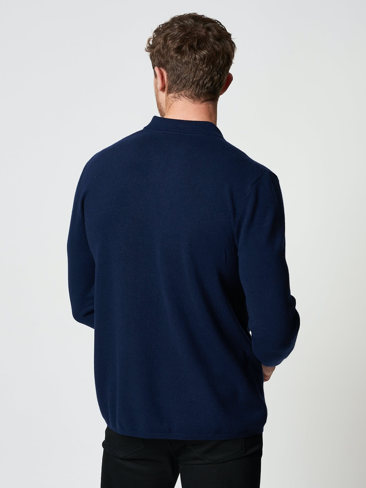 Wool Cashmere Zip Polo Cardigan | Menswear | Hand & Jones