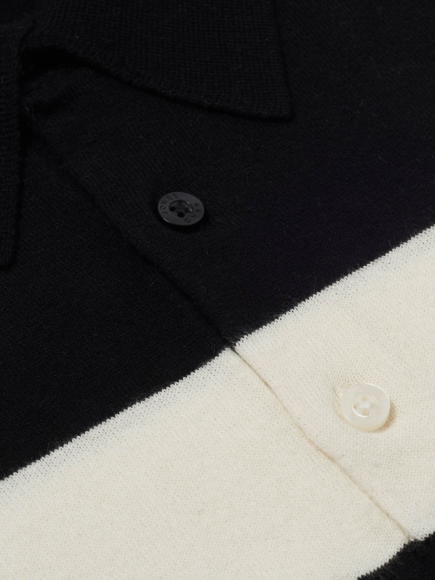 Men's Cotton black and white Varsity Stripe Polo | Hand & Jones