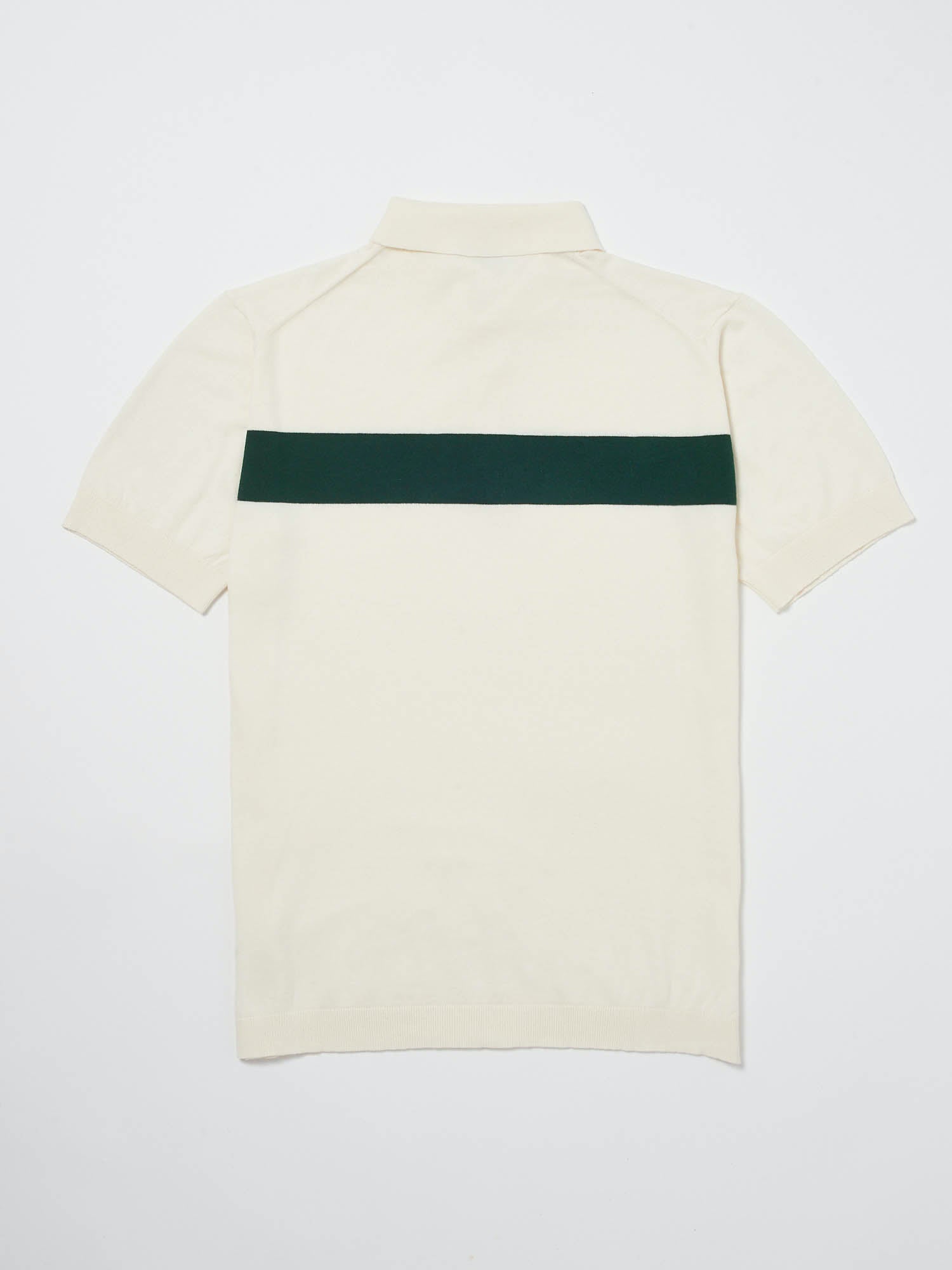 Men's Cotton white and green Varsity Stripe Polo | Hand & Jones