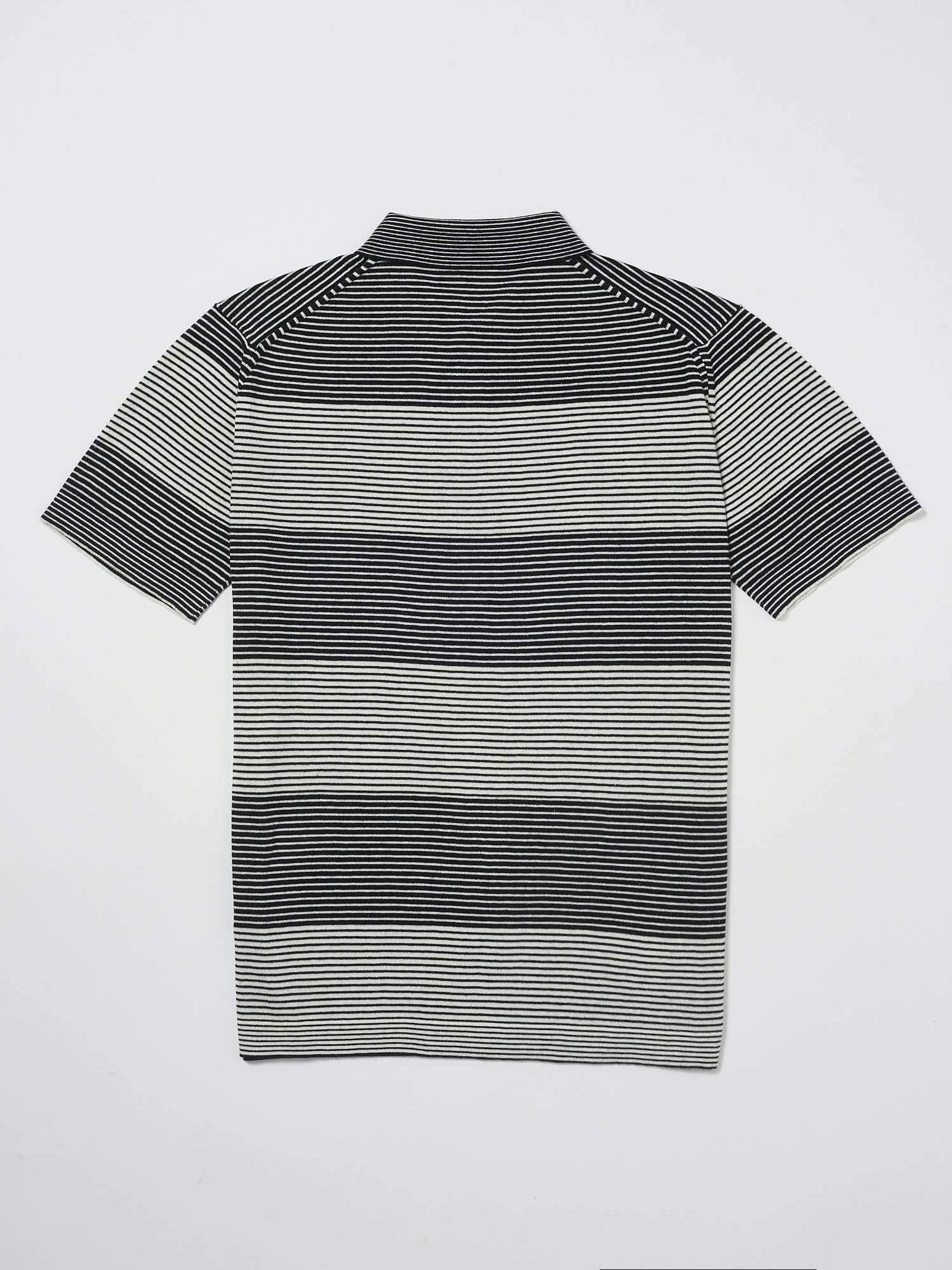 Mens Cotton Silk black and white Cashmere Pin Stripe Polo | Hand & Jones