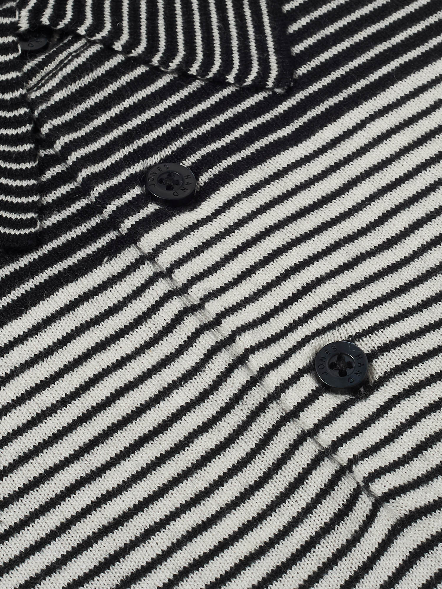 Mens Cotton Silk black and white Cashmere Pin Stripe Polo | Hand & Jones