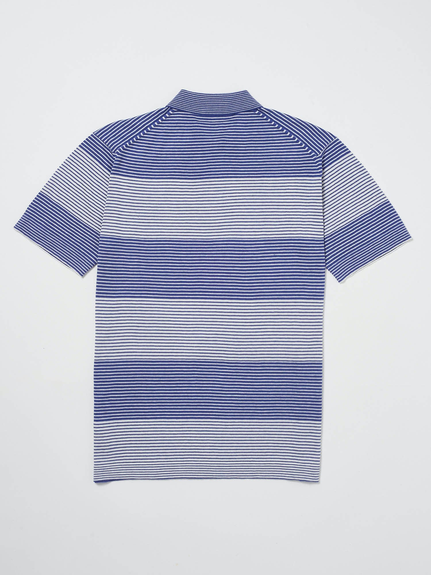Mens Cotton Silk blue and white Cashmere Pin Stripe Polo | Hand & Jones