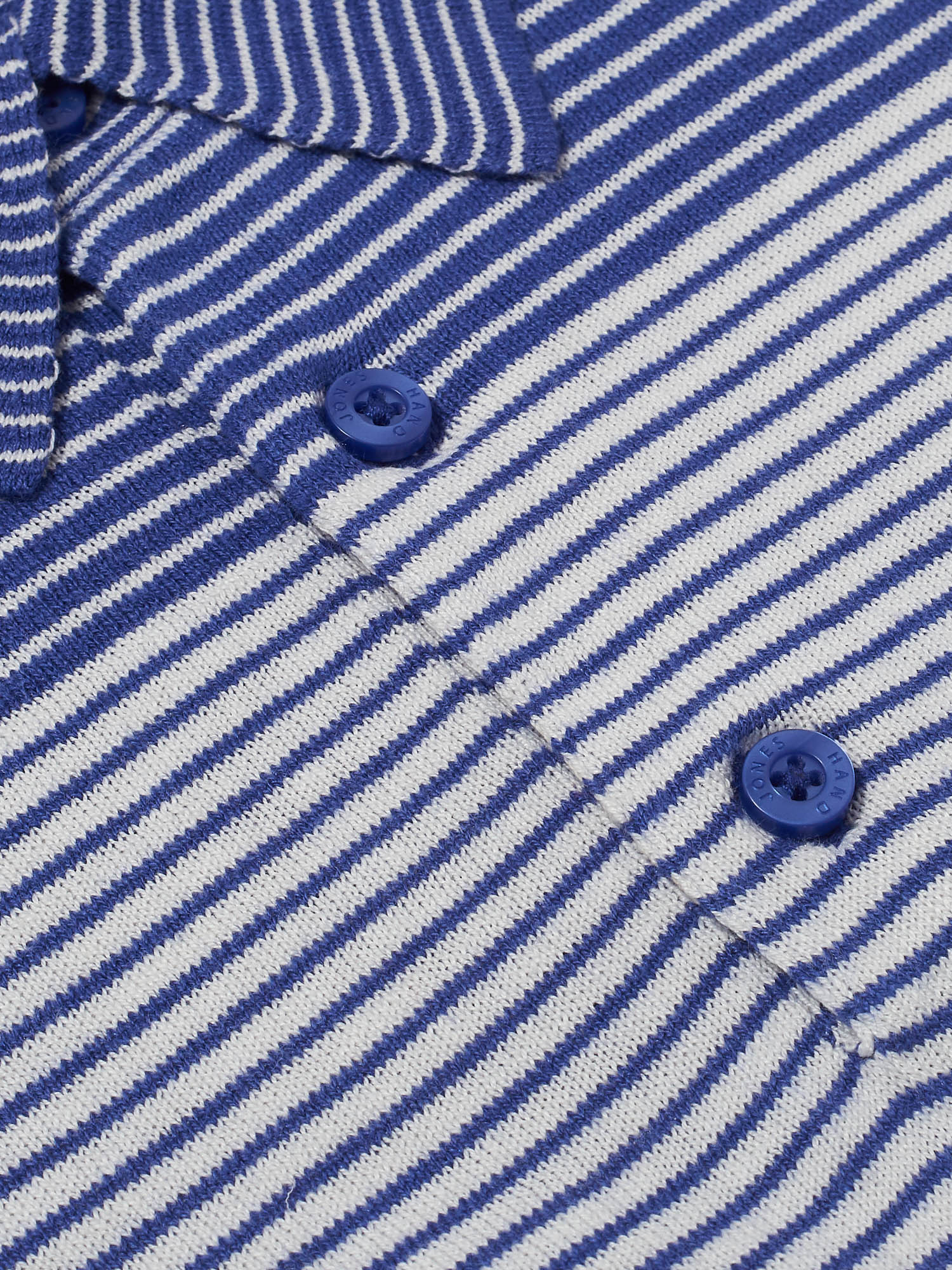Mens Cotton Silk blue and white Cashmere Pin Stripe Polo | Hand & Jones