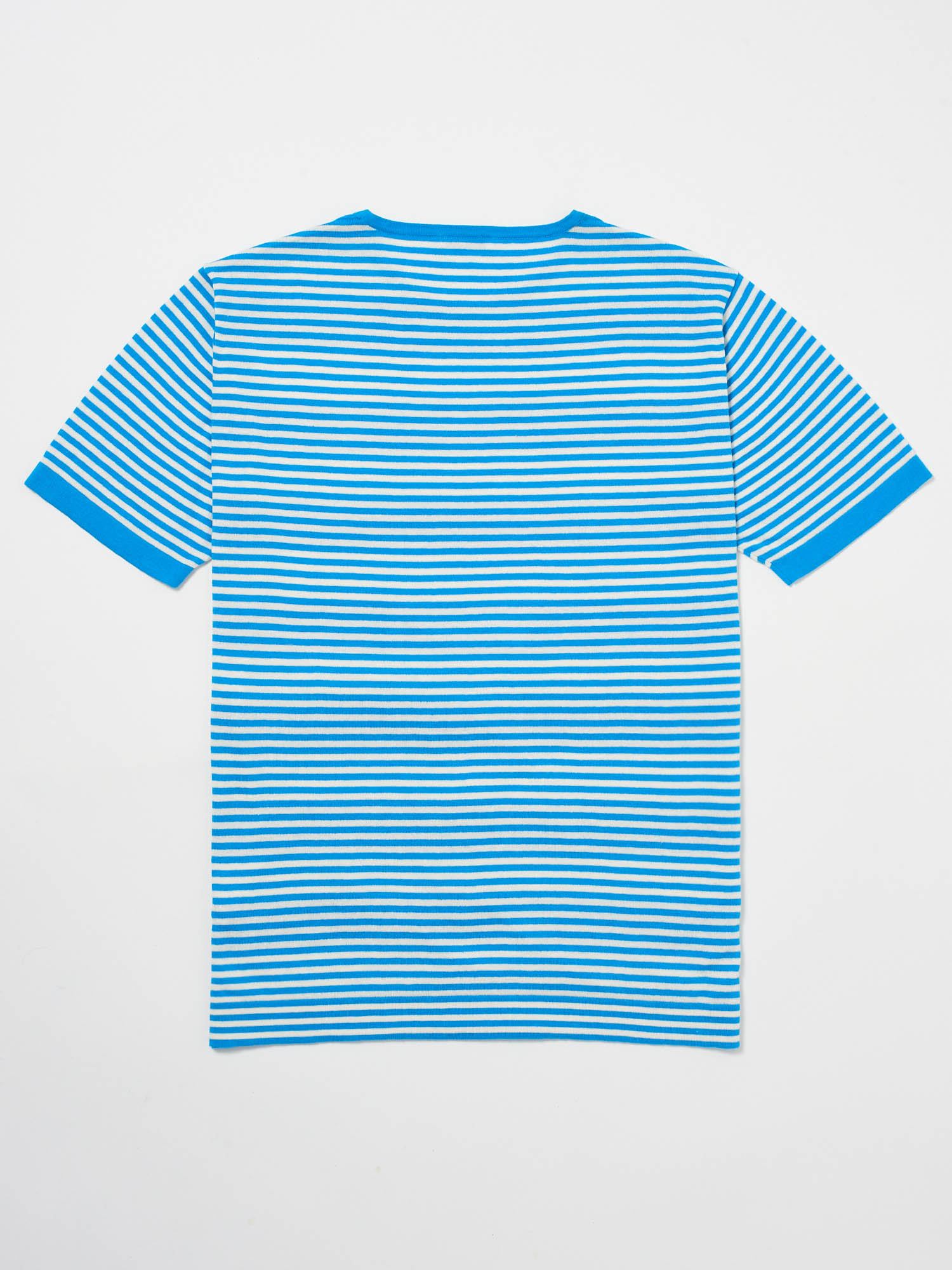 Men's blue and white stripe cotton knit t-shirt | Men's t-shirts | Hand & Jones