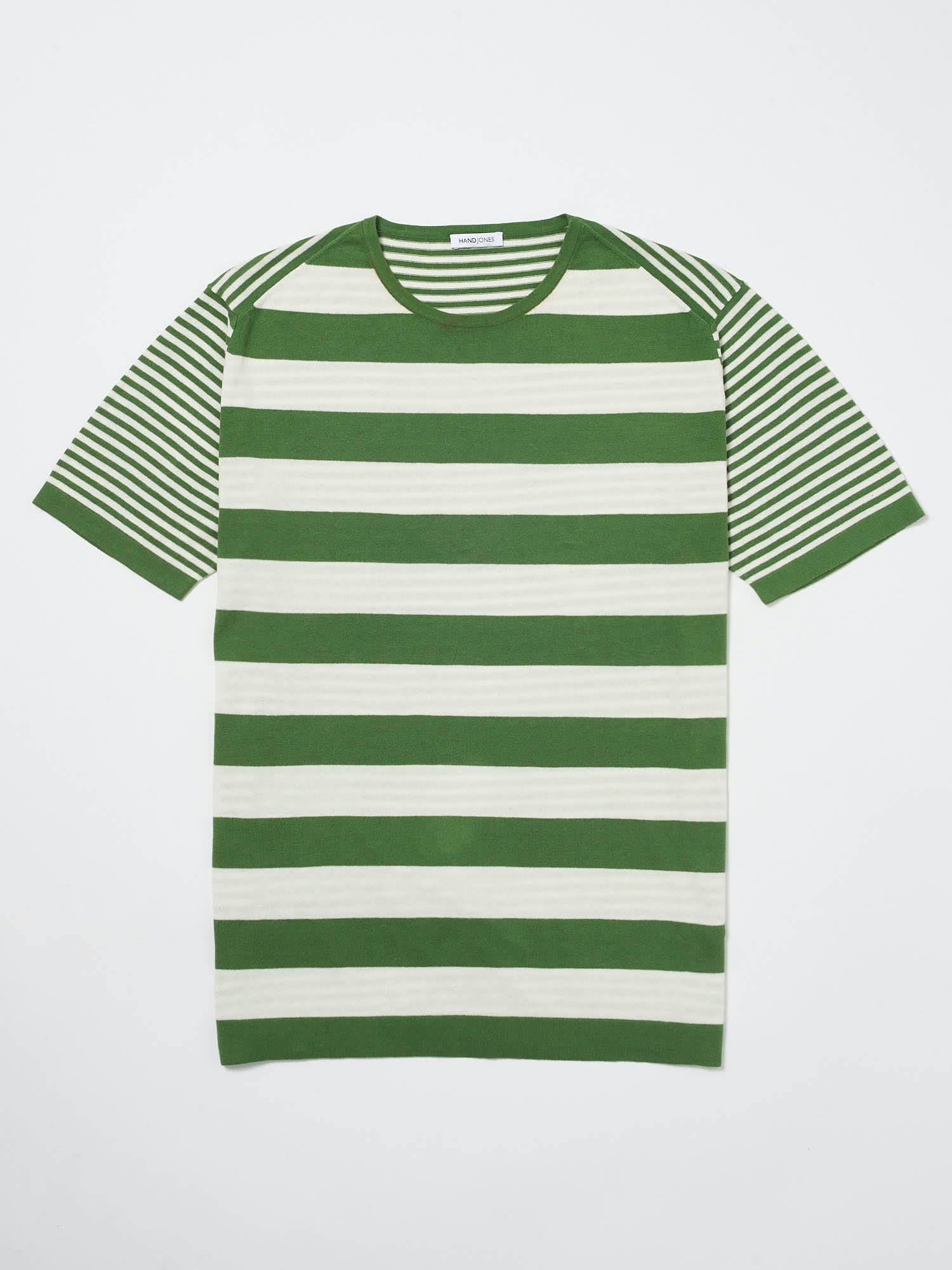 Cotton Contrast Stripe Knitted T-Shirt