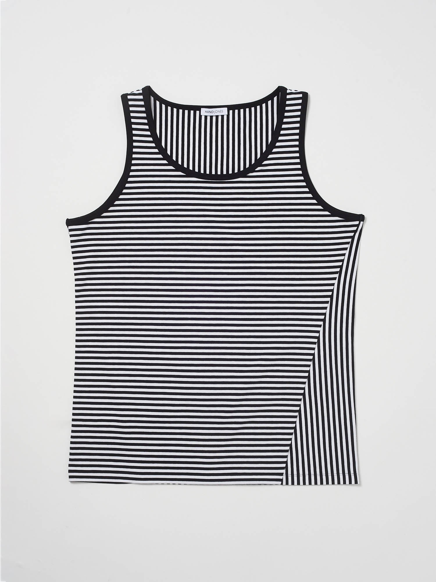 Black & White stripe Men's Cotton Vest top | Men's Underwear & Tops | Hand & Jones