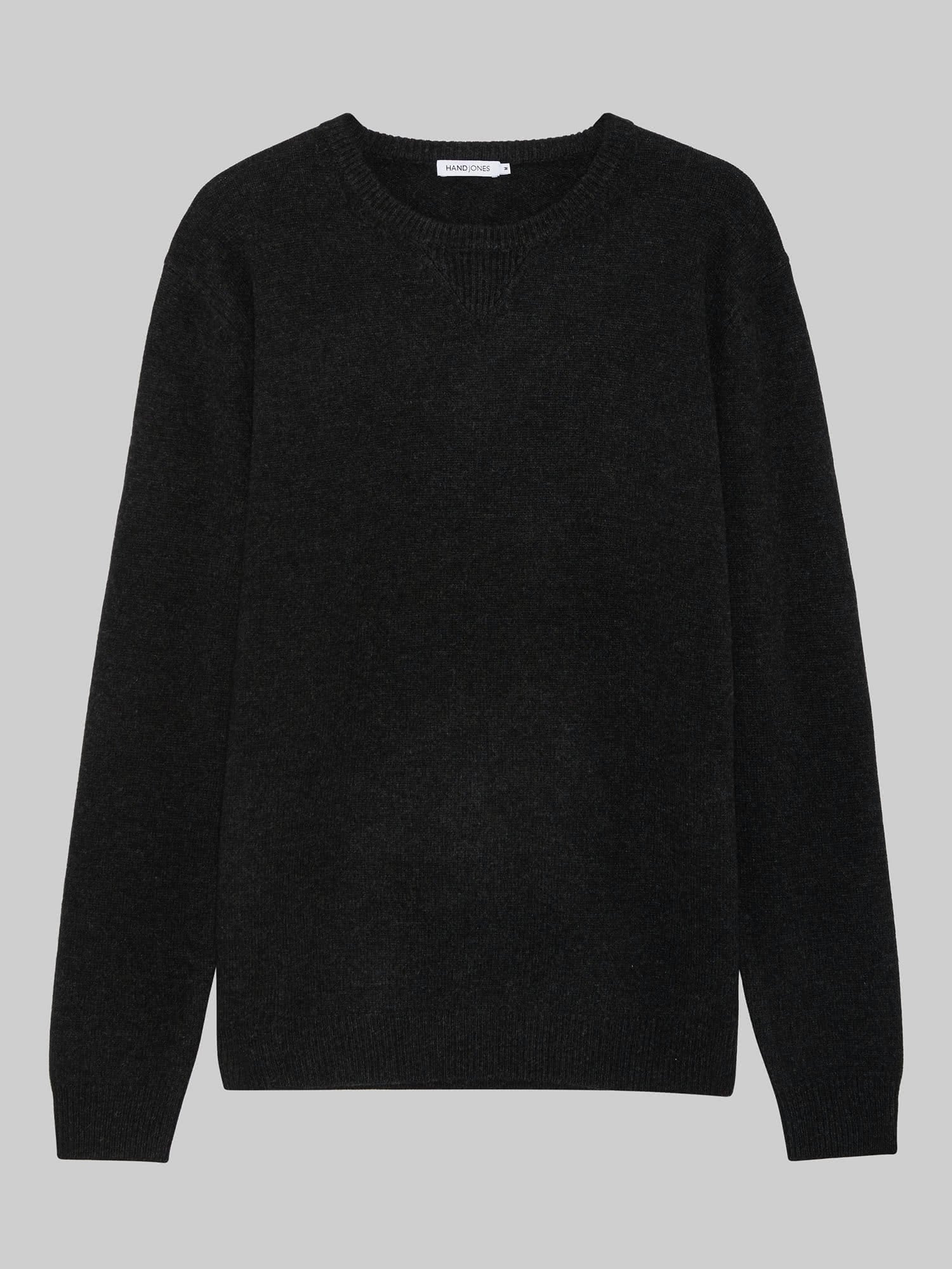 Black Wool Cashmere Sweatshirt Sweater | Men's knitwear | Hand & Jones