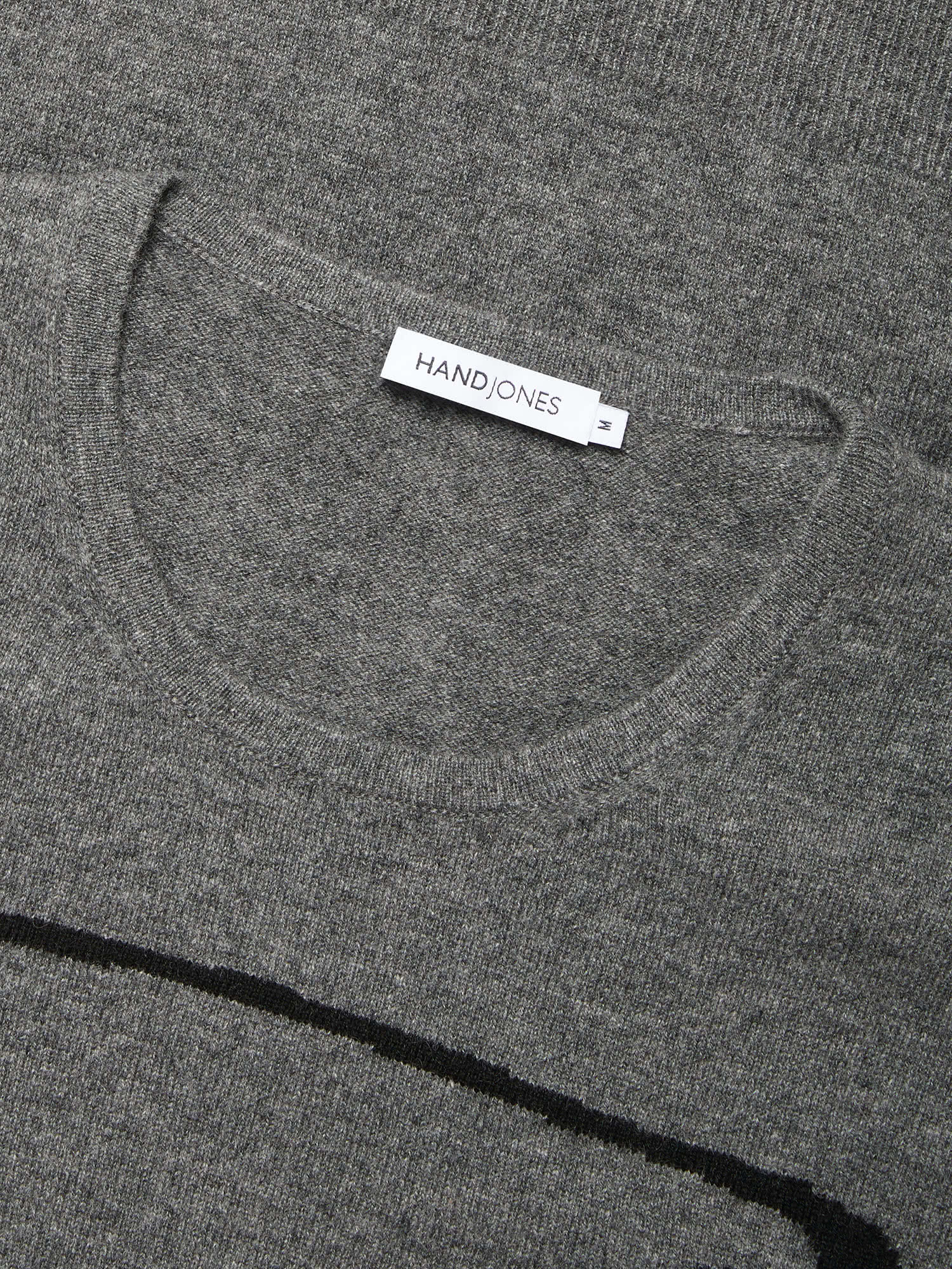Grey Pure Cashmere Intarsia Lion Sweater | Mens Knitwear | Hand & Jones