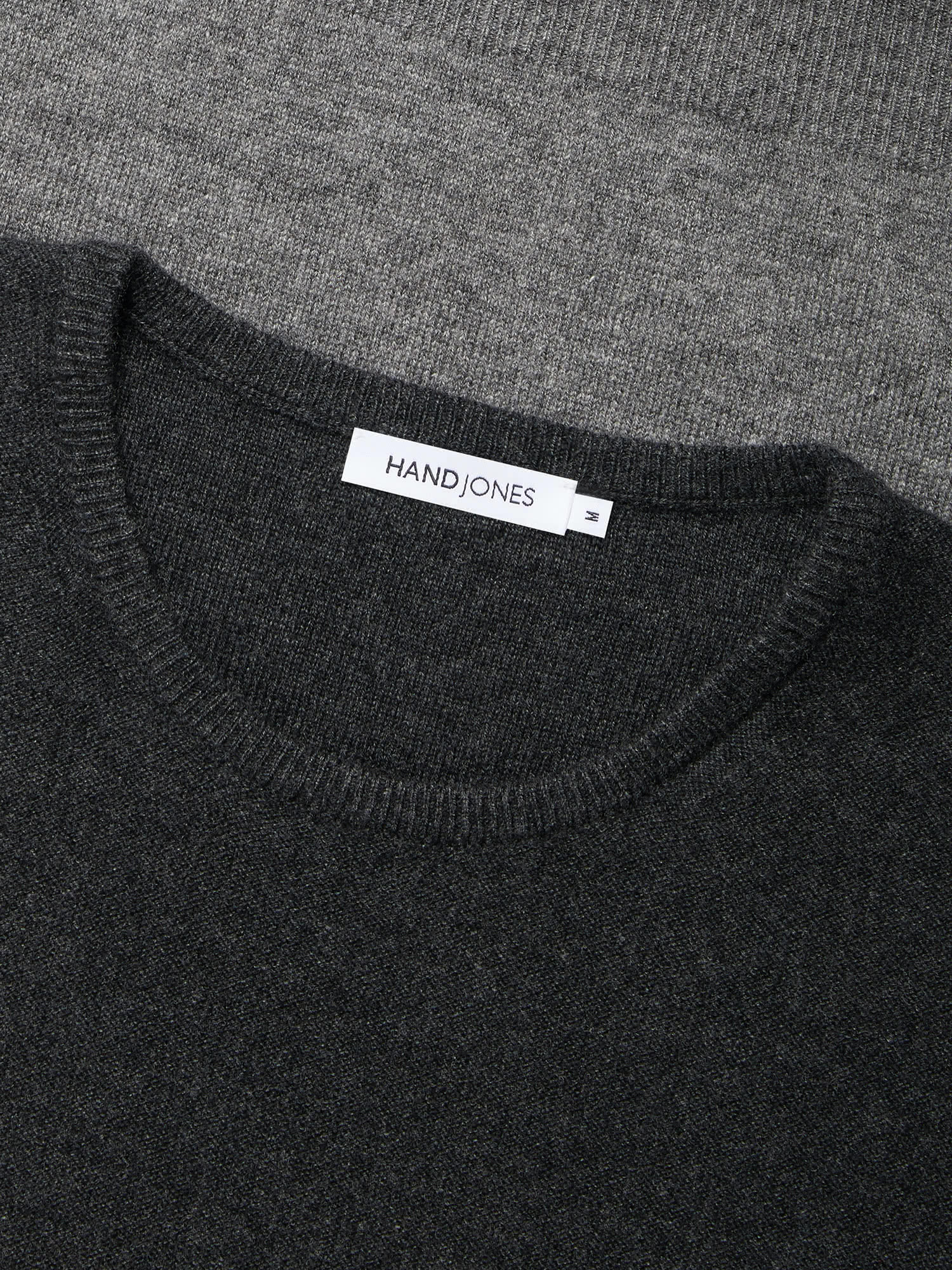 Grey & Black Wool Cashmere Colourblock Crew Sweater | Menswear | Hand & Jones