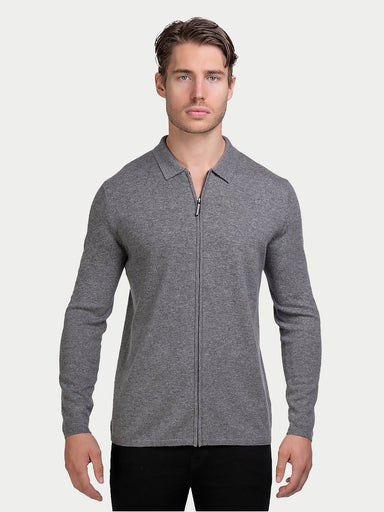 Wool Cashmere Zip Polo Cardigan