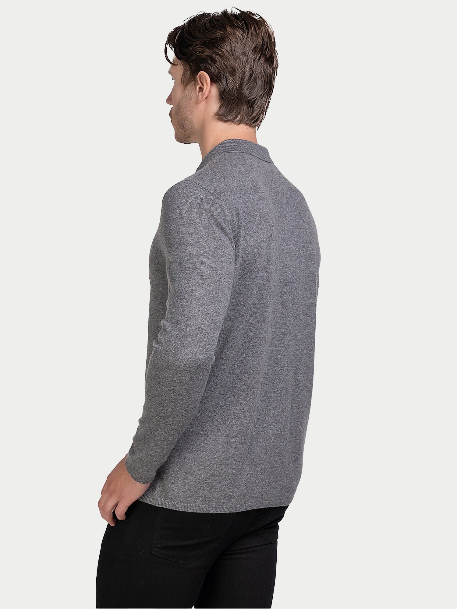 Wool Cashmere Zip Polo Cardigan