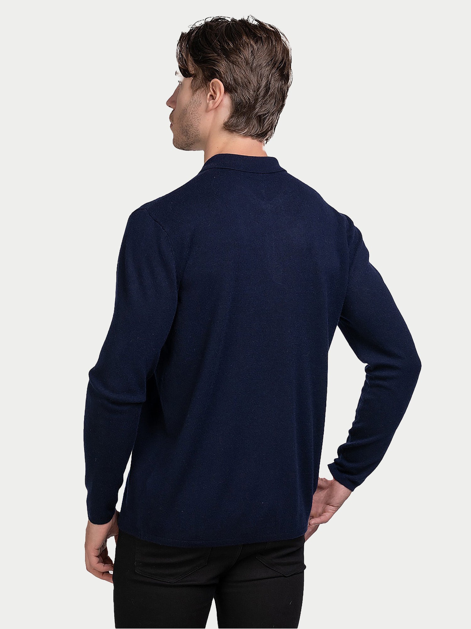 Wool Cashmere Zip Polo Cardigan