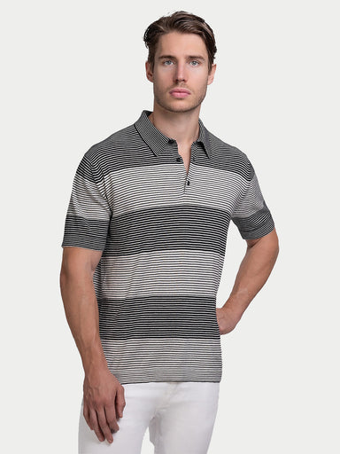 Cotton Silk Cashmere Pin Stripe Polo