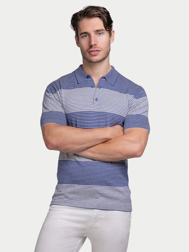 Cotton Silk Cashmere Pin Stripe Polo