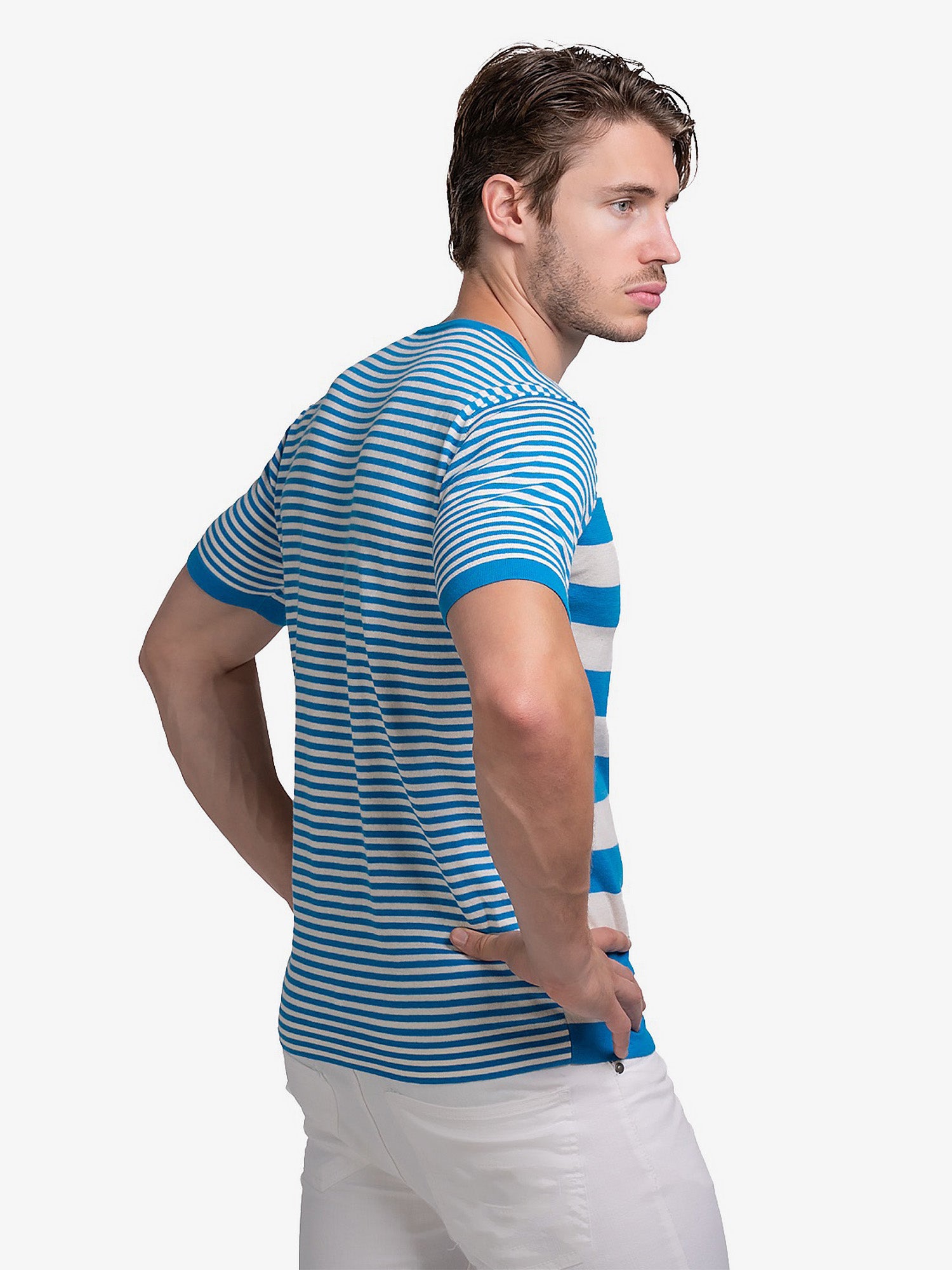 Cotton Contrast Stripe Knitted T-Shirt