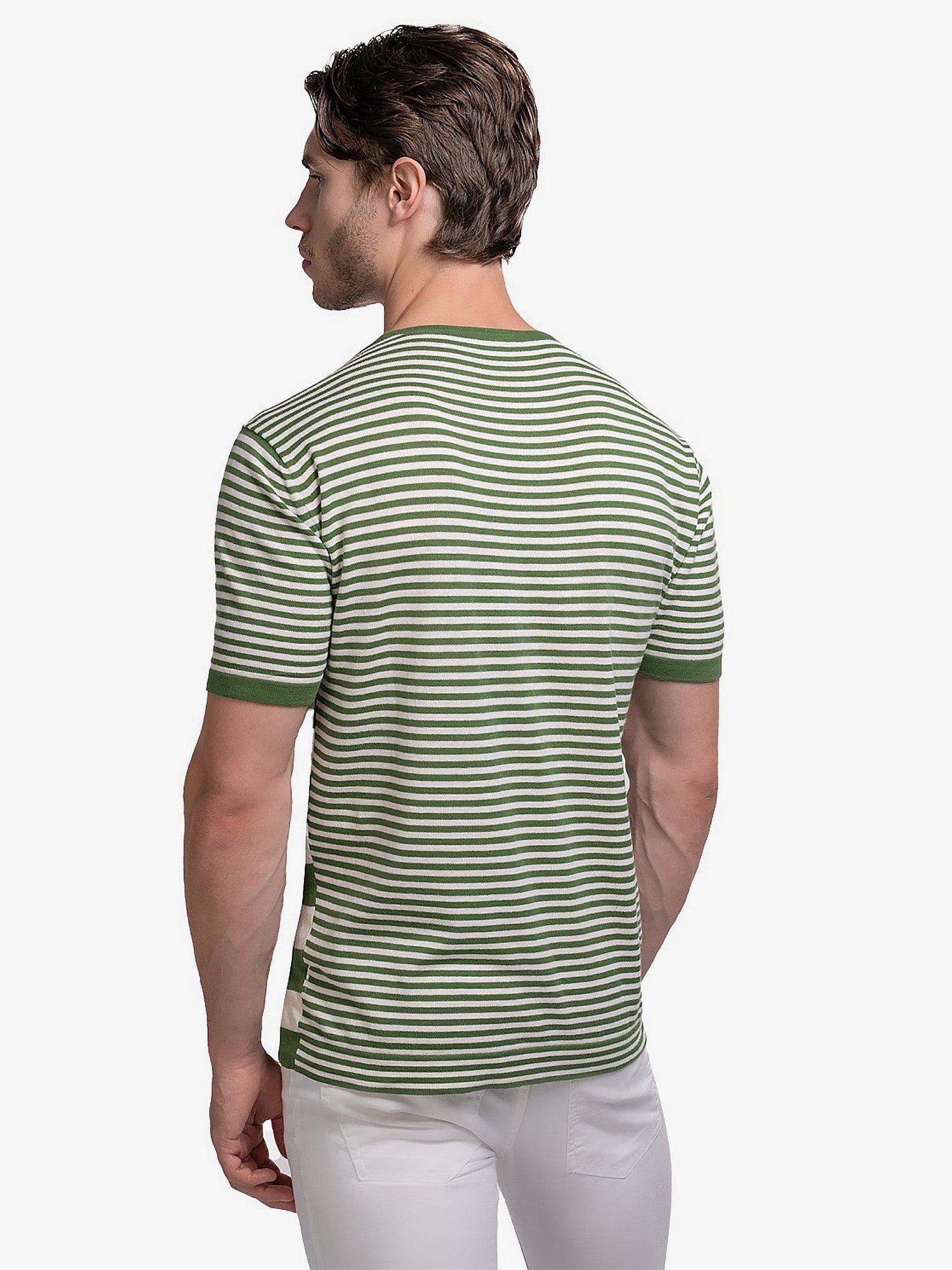 Cotton Contrast Stripe Knitted T-Shirt