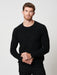 Black Pure Cashmere Honeycomb Raglan Sweater | Mens Knitwear | Hand & Jones