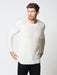 White Pure Cashmere Honeycomb Raglan Sweater | Mens Knitwear | Hand & Jones