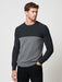 Grey & Black Wool Cashmere Colourblock Crew Sweater | Menswear | Hand & Jones