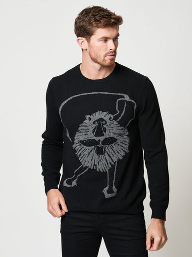 Cashmere Intarsia Lion Sweater