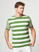 Green and white stripe cotton knit t-shirt | Men's t-shirts | Hand & Jones