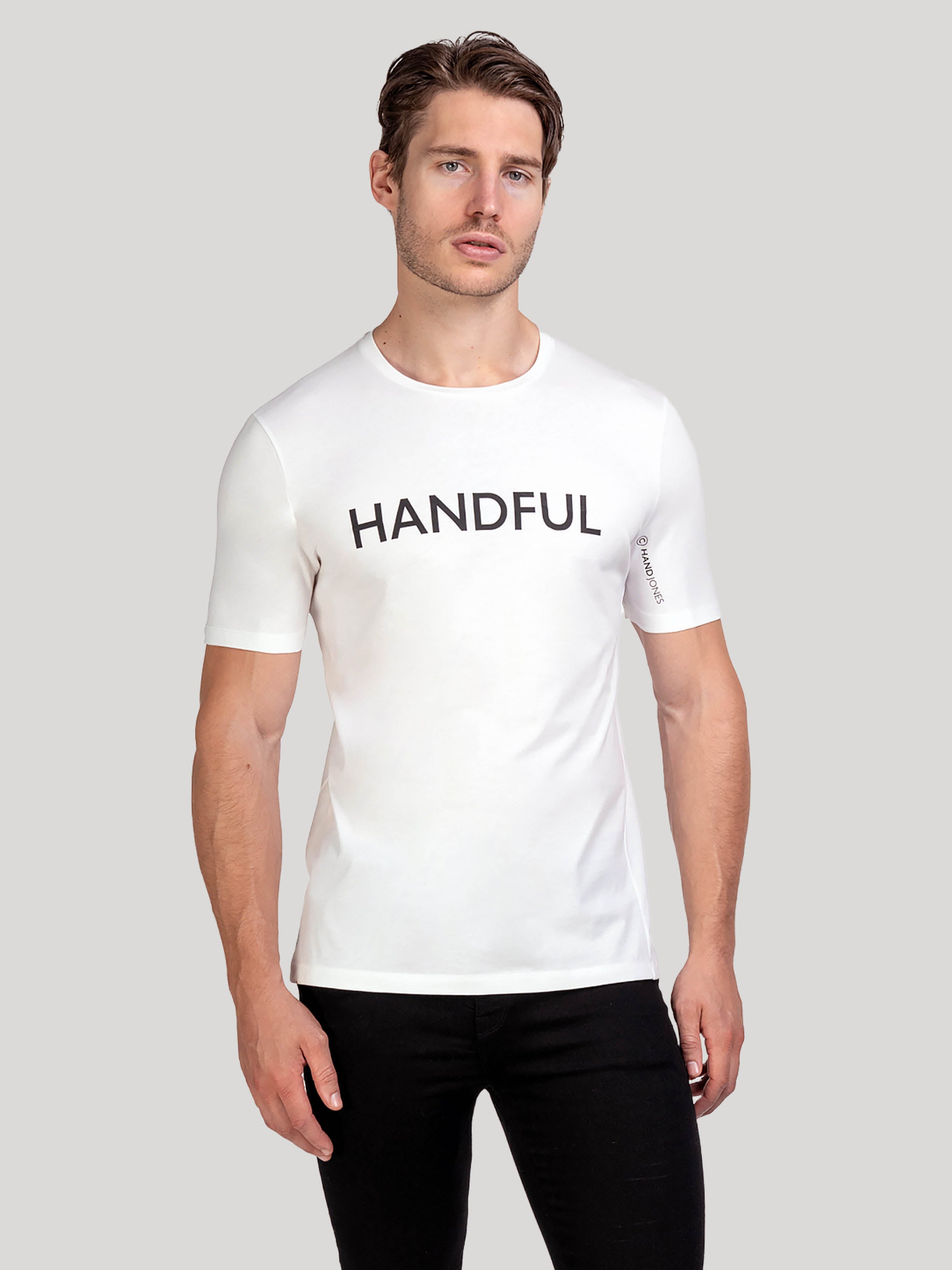 Handful | Men's White cotton tshirt | Hand & Jones