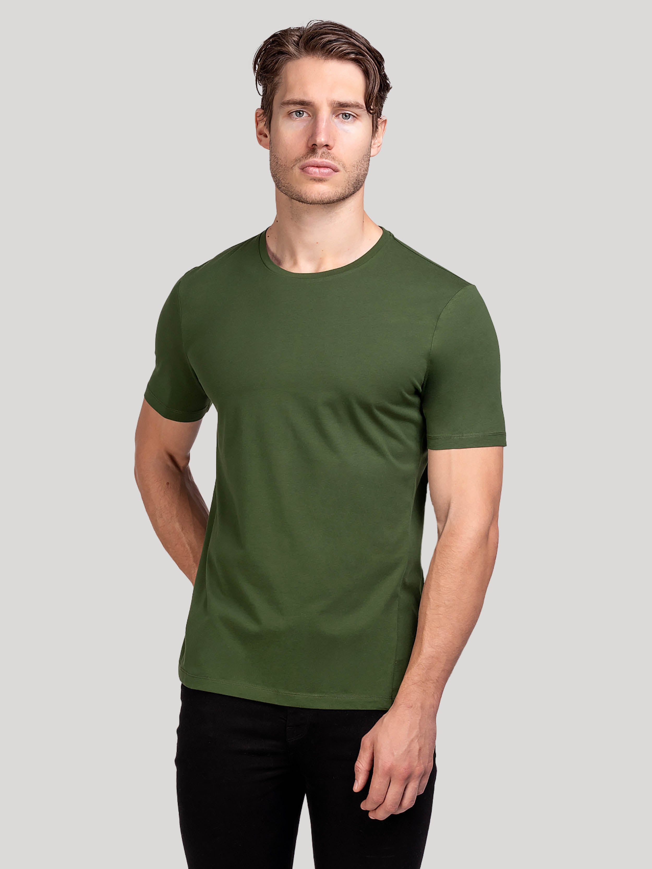 Men's green cotton tshirt | Hand & Jones