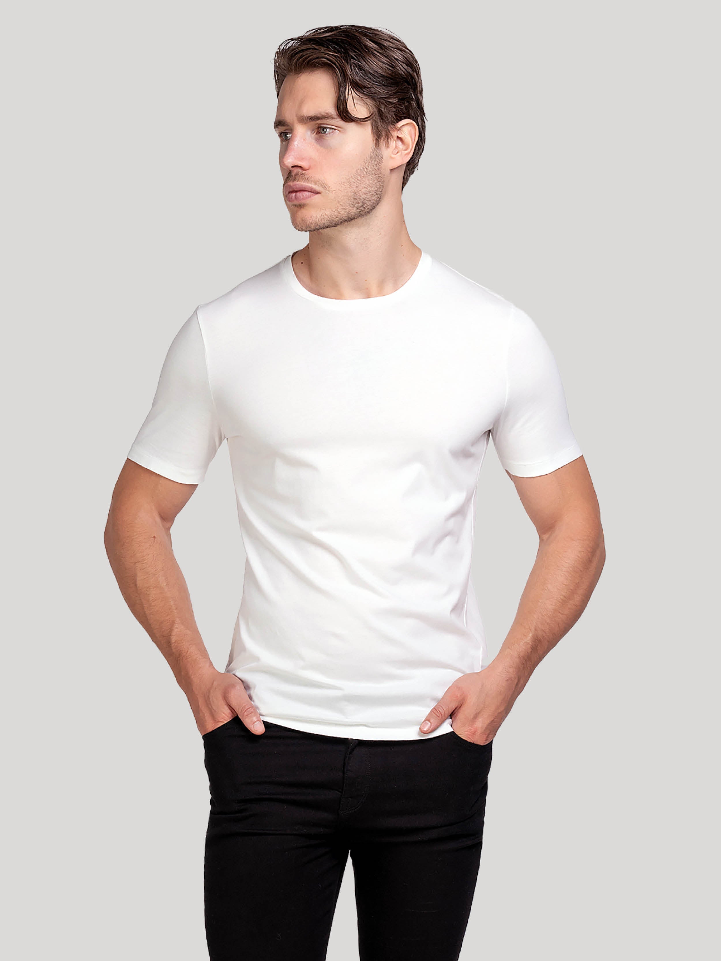 Men's White cotton tshirt | Hand & Jones