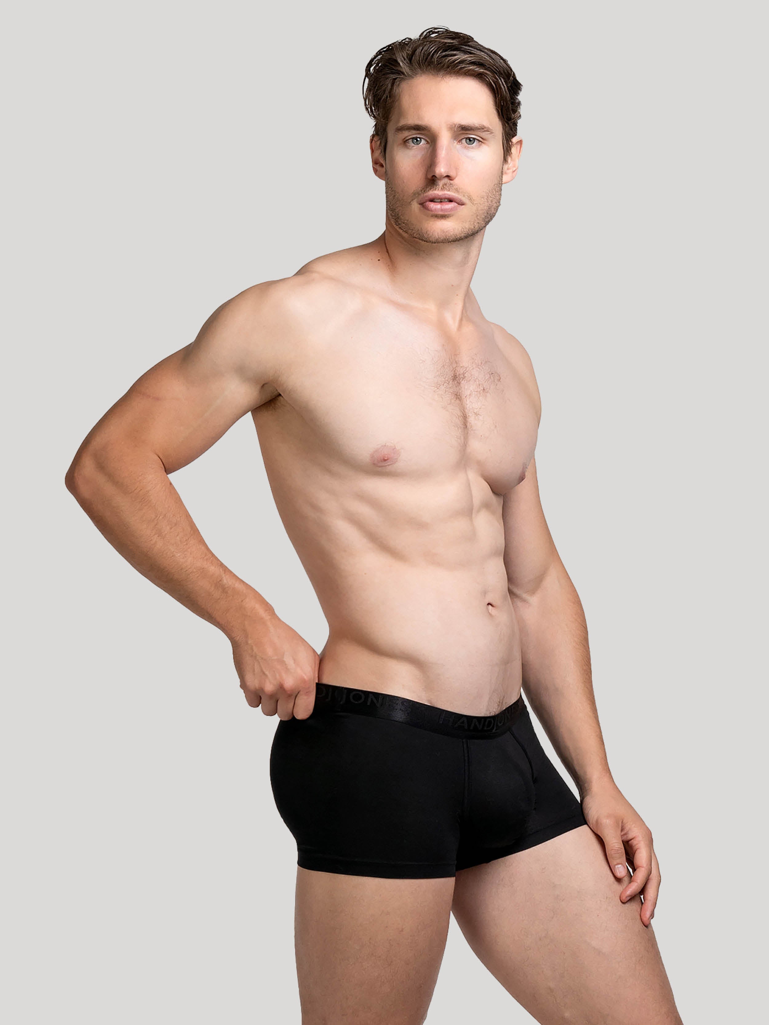 Black cotton boxer shorts | Men's Underwear | Hand & Jones