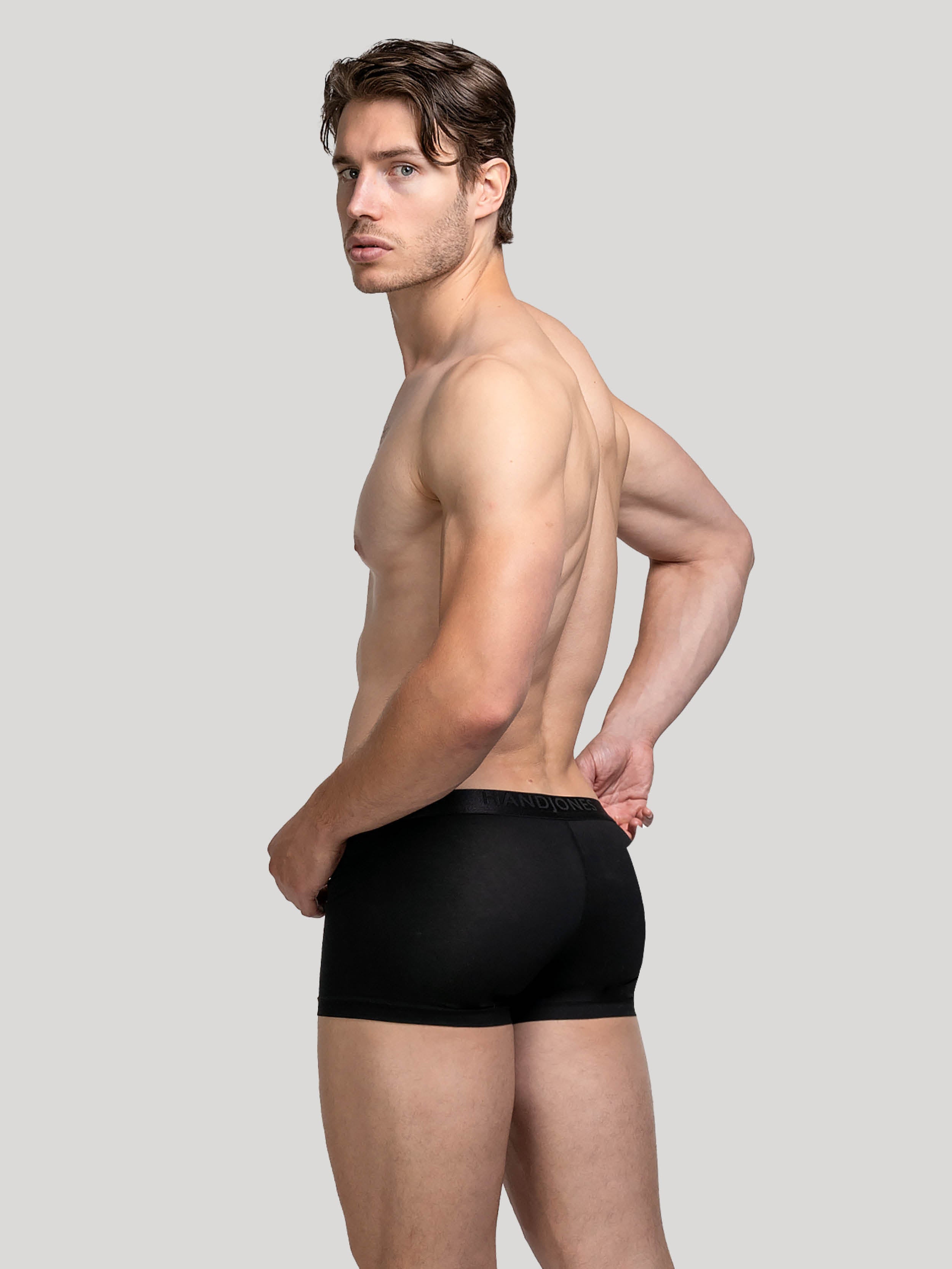 Black cotton boxer shorts | Men's Underwear | Hand & Jones