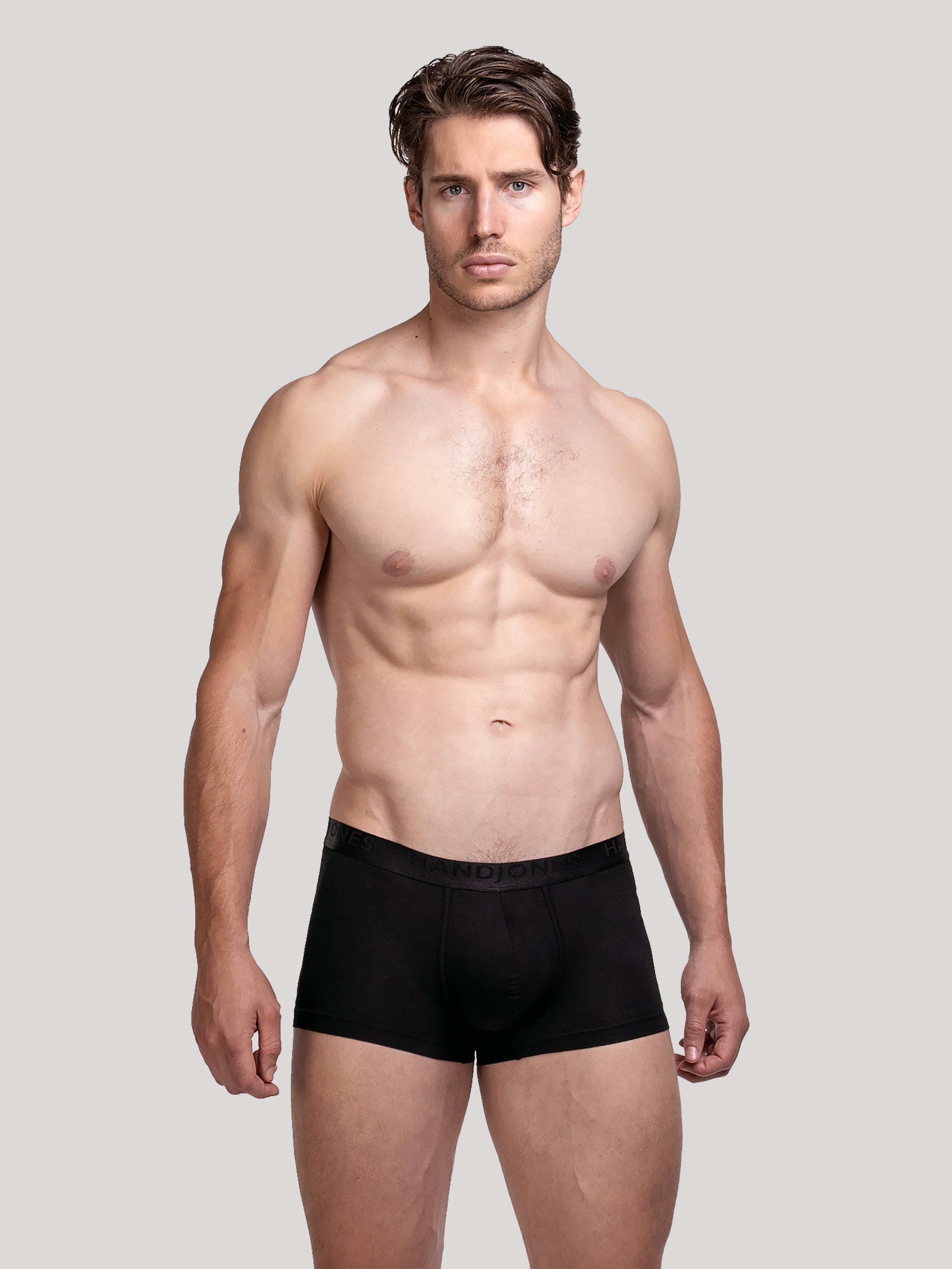 Black cotton boxer shorts | Men's Underwear | Hand & Jones