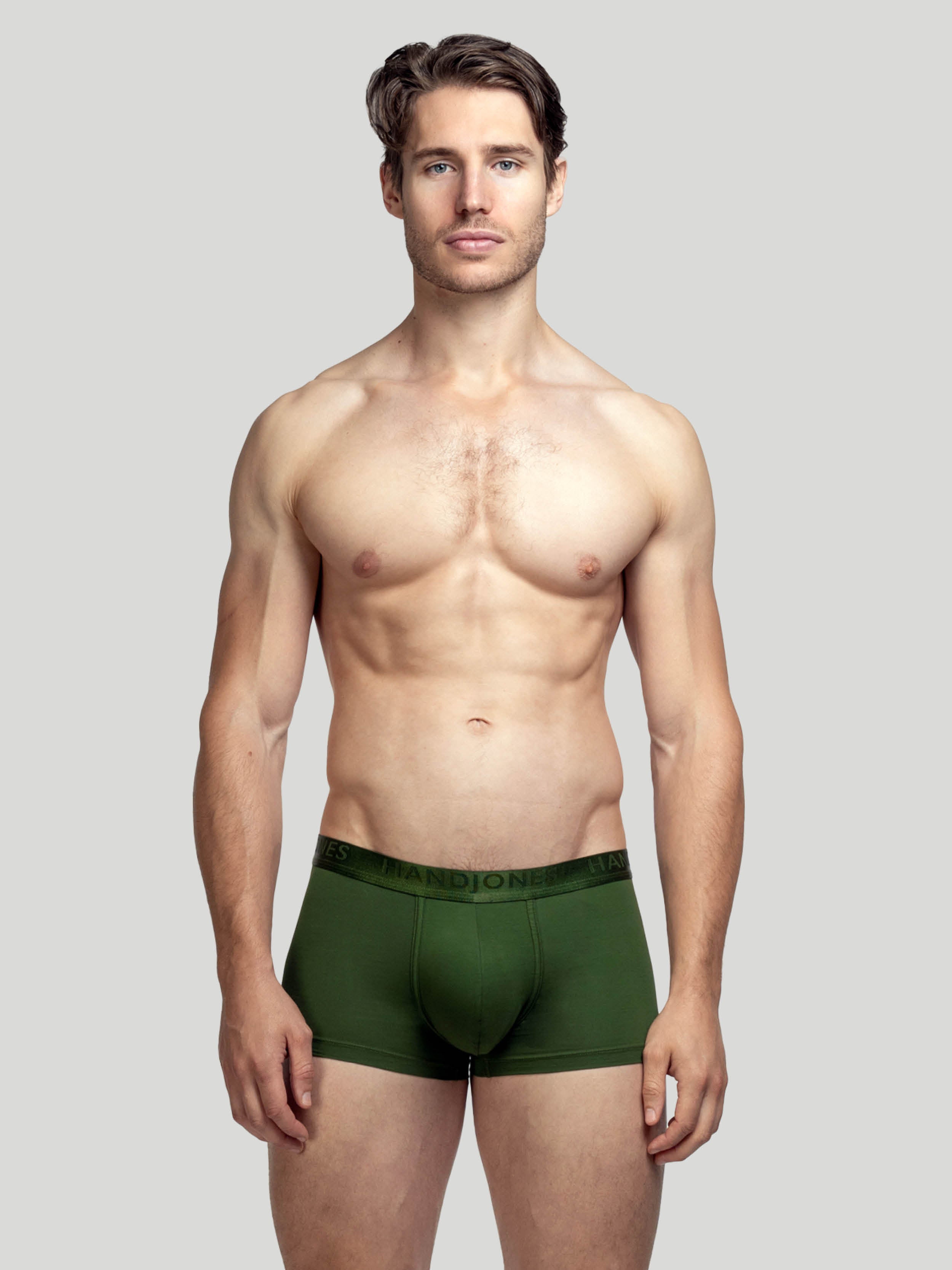 Green cotton boxer shorts | Men's Underwear | Hand & Jones