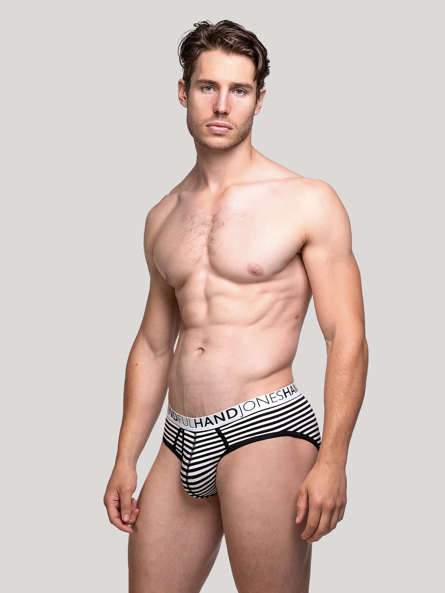 Handful  black and white Stripe cotton Y brief | Mens Underwear | Hand & Jones