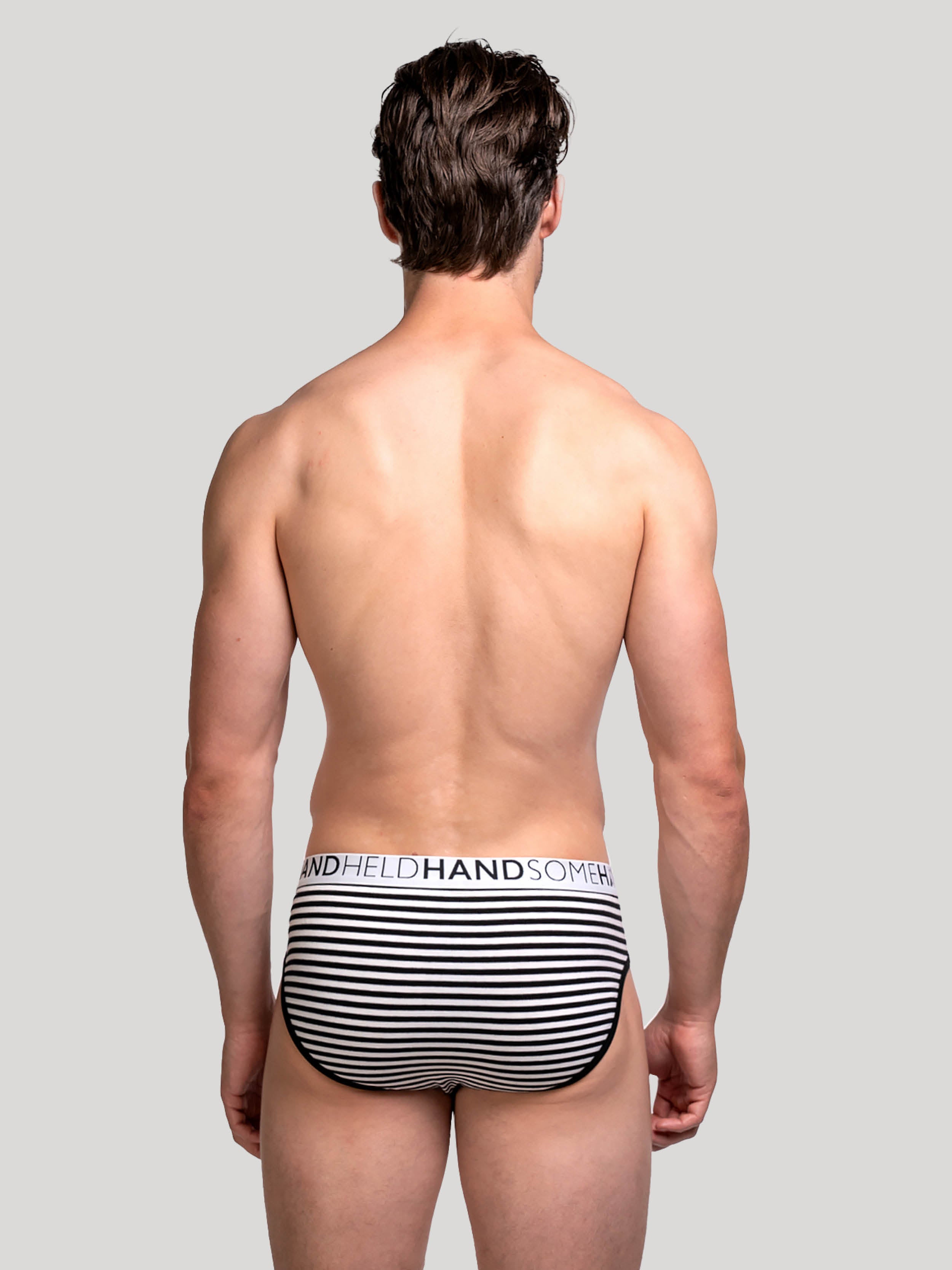 Handful  black and white Stripe cotton Y brief | Mens Underwear | Hand & Jones