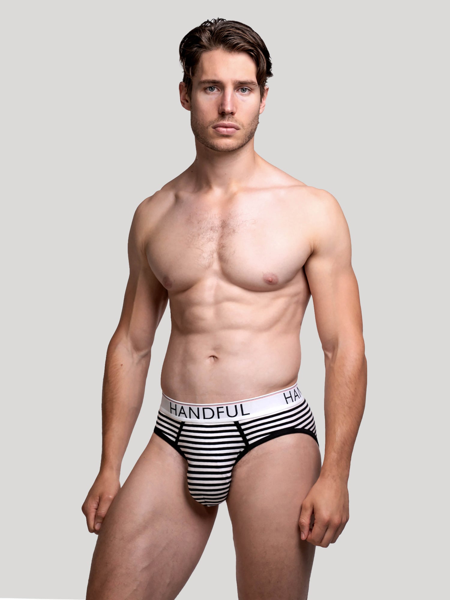 Handful  black and white Stripe cotton Air brief | Mens Underwear | Hand & Jones