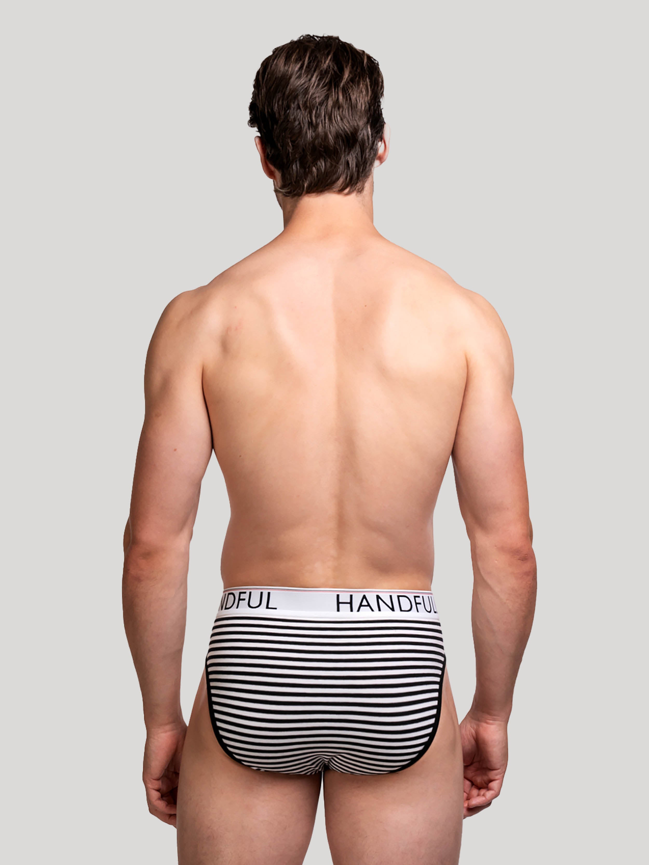 Handful  black and white Stripe cotton Air brief | Mens Underwear | Hand & Jones