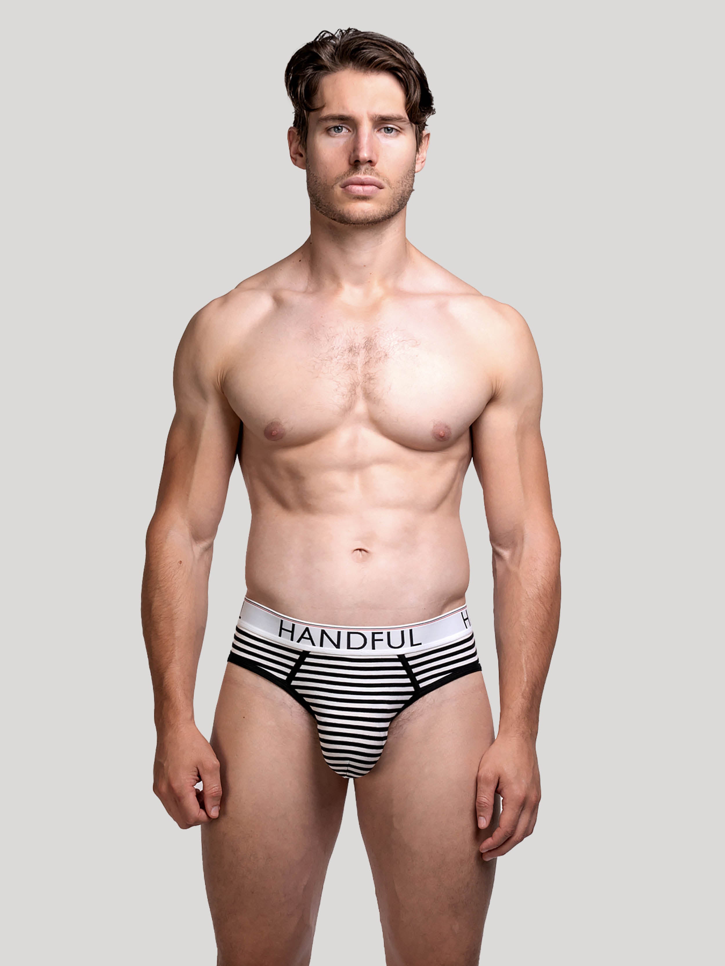 Handful  black and white Stripe cotton Air brief | Mens Underwear | Hand & Jones