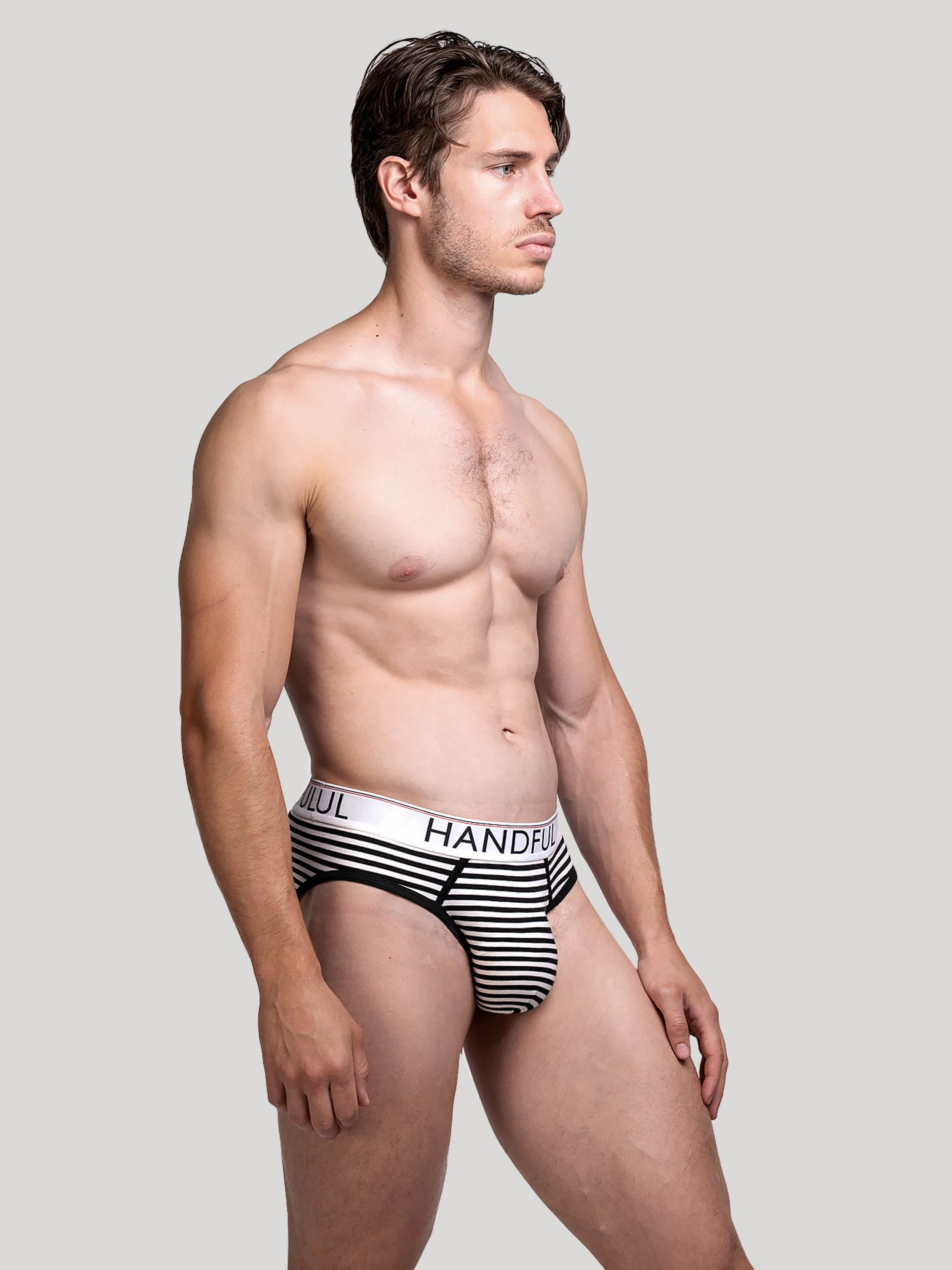 Handful  black and white Stripe cotton Air brief | Mens Underwear | Hand & Jones